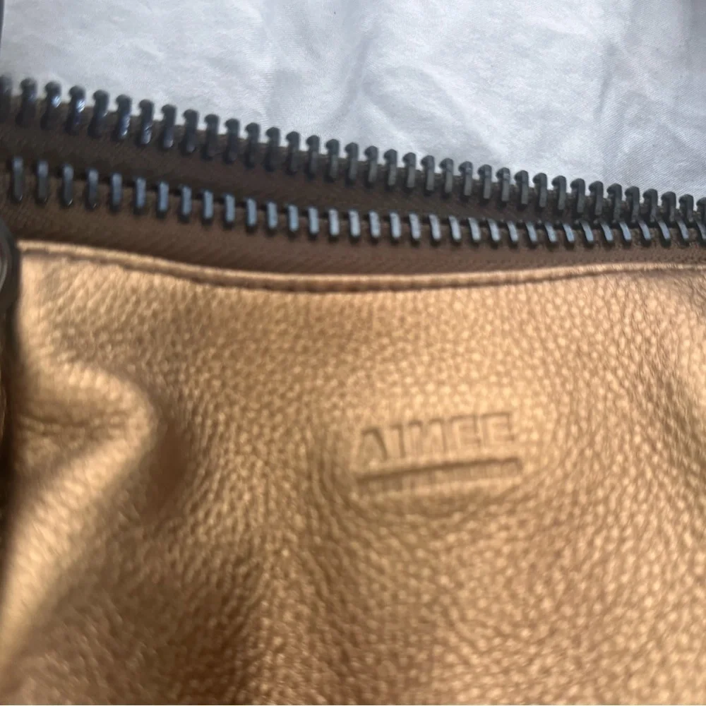 Aimee Kestenberg Metallic Bronze Leather Top Handle Satchel NWOT
